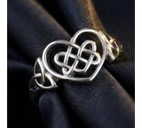1 pezzo Anello a forma di cuore in argento sterling S925 con nodo celtico, stile classico ed elegante, anello di contratto d'amore, regalo di laurea, fidanzamento e proposta, che simboleggia l'amore c