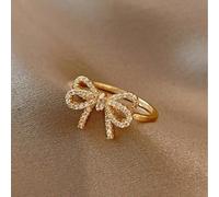 1 pezzo Anello aperto alla moda e personalizzato con design dolce e creativo, micro-intarsiato con zirconia cubica a fiocco, regalo per San Valentino, mamma, madre, festa della mamma Tagli UnicaLega d
