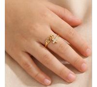 1 pezzo Anello aperto con croce di Gesù vintage, per bambini, gioiello religioso cristiano per protezione, preghiera, regalo per amici ATTENZIONE: PERICOLO DI SOFFOCAMENTO-Pezzi piccoli, non per bambi