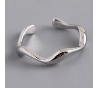 1 pezzo Anello aperto lucidato a forma di onda asimmetrica in argento sterling 925 personalizzato, come regalo Tagli UnicaArgento 925