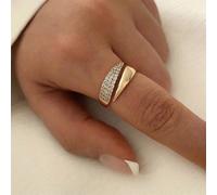 1 pezzo Anello aperto personalizzato con zirconi cubici, adatto per uso quotidiano delle donne e per matrimoni regolabileRame