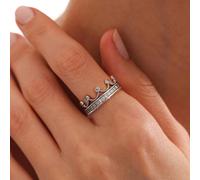 1 pezzo Anello con corona scintillante per le donne classico anello con corona argentato chiaro per donne e ragazze, accessorio vintage per le dita per gioielli regalo 7,5,9,6,8Argento 925