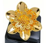 1 pezzo Anello da donna alla moda placcato in rame e oro con fiore, anello per il dito indice, adatto per USA, Regno Unito, Francia, Medio Oriente, Dubai, Africa, Arabia Saudita, accessorio per abito 