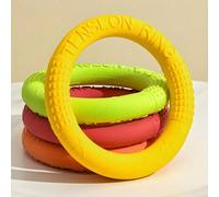 1 pezzo Anello da masticare e riportare resistente per cani - Giocattolo in gomma sintetica resistente, giallo brillante/blu, anello da riporto adatto a tutte le razze di cani, ottimo per il riporto, 