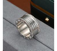 1 pezzo Anello da uomo alla moda con numeri romani in strass, design artigianale, adatto come regalo per i propri cari e amici, per uso quotidiano 7,9,11,6,8,10Acciaio inossidabile