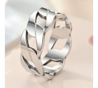 1 pezzo Anello di coppia casual alla moda, anello da uomo in acciaio al titanio con design a catena torcente cavo, superficie piatta, stile retrò, da strada, rock, hip-hop, accessorio popolare 7,9,11,