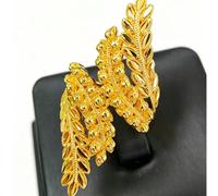 1 pezzo Anello di design a spiga di grano e foglia placcato oro in rame di moda per donna, adatto per dita, ideale per spose americane, britanniche, francesi, mediorientali, di Dubai, africane, saudit