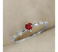 1 pezzo Anello di fidanzamento a forma di cuore rosso semplice, adatto per l'uso quotidiano delle donne, San Valentino, mamma, festa della mamma, regalo 7,9,6,8,10Rame