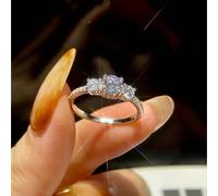 1 pezzo Anello di fidanzamento in pregiato moissanite di un carato con diamante colorless dalla forma rotonda, gioielleria da matrimonio fine per le donne, anello da sposa, gioielleria da promessa 7,5