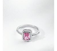 1 Pezzo Anello di moda per donne con scheletro in zirconia di forma quadrata e rosa, in vero argento sterling 925, anello di fidanzamento e matrimonio, gioielleria fine, regalo per anniversario e per