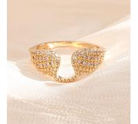 1 pezzo Anello elegante con design ad ala, anello da sposa delicato da donna con zirconia cubica bianca, anello di fidanzamento 7,9,6,8,10Lega di zinco