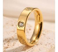 1 pezzo Anello elegante in acciaio inossidabile con quadrifoglio e zirconi incastonati, accessorio di gioielleria da donna adatto per uso quotidiano e per feste, un regalo ideale 7,9,6,8Acciaio inossi