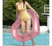 1 pezzo Anello gonfiabile a forma di cuore lucido, adatto a tutte le età, utilizzabile per feste in piscina, viaggi in spiaggia e attività acquatiche estive rosso,rosa,Pompa dell'aria,Glitter oro rosa