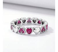 1 pezzo Anello in argento sterling 925 a forma di cuore con diamanti - Gioielleria raffinata per le donne. Regalo ideale per partecipare a balli, feste, compleanni o appuntamenti, anche un accessorio