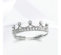 1 pezzo Anello in argento sterling 925 con corona scintillante, gioiello elegante da donna, regalo ideale per appuntamenti e uso quotidiano 7,5,9,6,8,10Argento 925