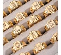 1 pezzo Anello per bambini in stile vintage con 26 lettere, regalo personalizzato ideale (Nota: a causa di diversi lotti di produzione, potrebbero esserci alcune differenze di colore; inoltre, a causa