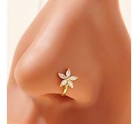 1 pezzo Anello per il naso finto a forma di fiore in rame, adatto per uscite, feste, regali di compleanno, regali di San Valentino, regali per le madri, regali per la Festa della Mamma delle donne Tag