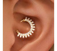 1 pezzo Anello per piercing all'orecchio con zirconi cubici glitterati da 18 gauge, ipoallergenico in argento sterling 925, anelli per il naso/setto nasale, anelli per trago, elice e conca in oro gial