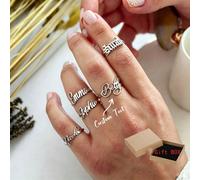 1 pezzo Anello personalizzato con nome, Anello personalizzato con nome per donne e uomini, Aperto regolabile in acciaio inossidabile placcato oro, Regalo di gioielleria natalizio per lei, mamma L'aper