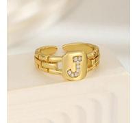 1 pezzo Anello quadrato classico e alla moda con lettera, adatto per uomo, donna e bambini, accessorio da strada, regalo decorativo per uso quotidiano A,B,C,D,E,F,G,H,I,J,K,L,M,N,O,P,Q,R,S,T,U,V,W,X,Y