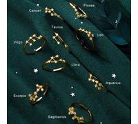 1 pezzo Anello regolabile con i dodici segni zodiacali in argento sterling 925 per donna, gioiello di qualità, idea regalo Ariete,Toro,Gemelli,Cancro,Leone,Vergine,Bilancia,Scorpione,Sagittario,Capric