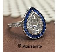 1 pezzo Anello singolo di qualità per donna, argento 925 puro da 3,3g con moissanite a taglio a pera da 2ct, gioiello di stile lussuoso da palazzo, regalo per proposta di matrimonio, anniversario, per