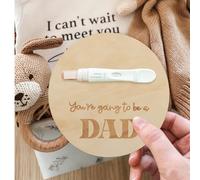 1 pezzo Annuncio creativo per bebè, cartello in legno per il test di gravidanza e il traguardo, per rivelare al marito che sei incinta, "Sarai un papà", targa commemorativa rotonda, in legno naturale,