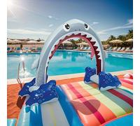 1 pezzo Arco gonfiabile in PVC a forma di squalo, arco a spruzzo da esterno a forma di cartone animato, arco a spruzzo a forma di squalo per piscina estiva Arco di spruzzo per squaliPolicloruri di vin