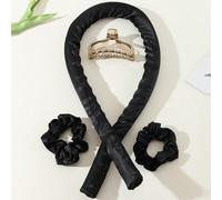 1 pezzo Arricciacapelli nero per acconciatura. Fascia arricciacapelli riutilizzabile senza calore, bacchetta arricciacapelli in nastro di seta senza calore, bigodini per capelli con fermaglio a graffe