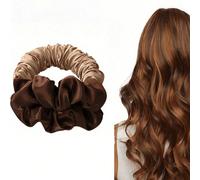 1 pezzo Arricciacapelli senza calore, Arricciacapelli in raso marrone senza calore, Può essere indossato durante il sonno, Accessori per capelli 1 rosa,1 marrone,1 elastico per capelli nero,1 pezzo ne