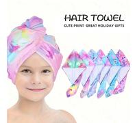 1 pezzo Asciugamano da bagno a cappello in microfibra con stampa geometrica ad asciugatura rapida per bambini, morbido e assorbente, adatto per capelli lunghi e corti, regalo perfetto per le ragazze s