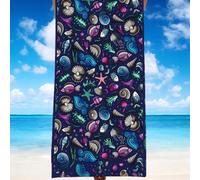 1 pezzo Asciugamano da spiaggia extra large con creatura marina viola scuro, graffiti, disponibile in più misure. Caratteristiche: asciugatura rapida, morbido, portatile, alla moda, anti-sabbia, super