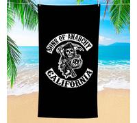 1 pezzo Asciugamano da spiaggia in microfibra con grafica teschio California Sons of Anarchy - Asciugatura rapida, protezione dal vento e dal sole, leggero per viaggio, campeggio, spiaggia, festa - De