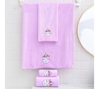 1 pezzo Asciugamano in pile di corallo morbido e assorbente, senza perdita di pelucchi, ricamato con unicorno, ad asciugatura rapida, per bagno/doccia, decorazione per casa e bagno, autunno, ritorno a