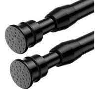 1 pezzo Asta per tende senza foratura, asta a molla rinforzata e spessa, regolabile in lunghezza, adatta per bagno, cucina, armadio, tende, stendibiancheria, accessorio minimalista per il bagno Nero 7