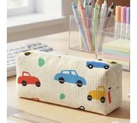 1 pezzo Astuccio per matite, Borsa portaoggetti, Borsa per il trucco, Borsa da toilette, Organizer per cancelleria, Materiale in velluto a coste con stampa di auto, Grande capacità per bambini, Primo 
