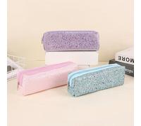 1 pezzo Astuccio per matite con glitter e paillettes per ragazze, adatto per scuola e ufficio, portapenne con cerniera scintillante, borsa portatile estetica per cancelleria scolastica Bianco,rosaColo