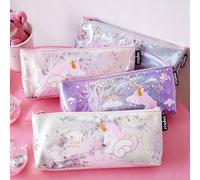 1 pezzo Astuccio per matite con paillettes a forma di unicorno sognante, borsa portatile con cerniera di grande capacità per la cancelleria, un must per il ritorno a scuola, il primo giorno di scuola