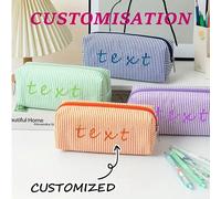 1 pezzo Astuccio portapenne personalizzato a righe con grande capacità per studenti, borsa portaoggetti, con nome personalizzato, segno zodiacale, anniversario e altro testo personalizzato, astuccio s