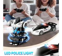 1 pezzo Auto robot trasformabile con sensore di gesti 2.4G, auto radiocomandata giocattolo, auto sportiva della polizia trasformabile 2-in-1, robot radiocomandato trasformabile, auto RC robot trasform