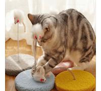 1 pezzo Bacchetta giocattolo interattiva per gatti con topo realistico, colore casuale, con molla e base rotonda, piccolo tiragraffi e struttura per arrampicata, giocattolo per gatti da interno 1 pezz