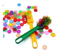 1 pezzo Bacchetta magnetica da bingo con 100 dischetti metallici, schede di conteggio, pedine in plastica con anello metallico, strumento STEM per istruzione ed educazione, per contare e ordinare, att
