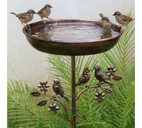 1 pezzo Bagno per uccelli vintage in ghisa con base a 5 artigli - Mangiatoia per uccelli e caratteristica dell'acqua in metallo rustico, decorazione da giardino per esterni senza elettricità con motiv