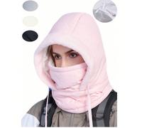 1 pezzo Balaclava sci 3-in-1 impermeabile, nera e rosa, maschera facciale calda in lana antivento, per uomo e donna in climi freddi, maschera facciale calda con cappuccio Rosa, taglia unica,Grigio chi