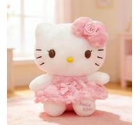 1 pezzo Bambola di peluche Hello Kitty con rose, decorazione in pizzo rosa-bianco, fiocco 3D a forma di rosa, in morbido peluche corto, ornamento da camera da letto Tagli UnicaPoliestere