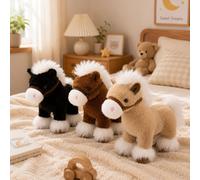 1 pezzo Bambola di peluche realistica di cavallo da guerra, morbida e soffice, bambola imbottita, figurina di cavallo da guerra russo, ornamento da scrivania, decorazione per la casa, accessorio fotog