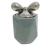 1 Pezzo Barattolo da Cucina in Porcellana con Fiocco Grigio e Argento 1100 ml