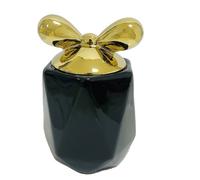 1 Pezzo Barattolo da Cucina in Porcellana con Fiocco Nero e Oro 1100 ml