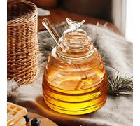 1 pezzo Barattolo di miele in vetro con mestolo e coperchio. Vasetto di miele con mestolo e coperchio antipolvere per uso domestico in cucina 200ml,300ml,400MLvetro