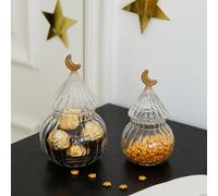 1 pezzo Barattolo di vetro a forma di luna per conservare caramelle, contenitore per cioccolato e noci, stile minimalista di lusso, adatto per cucina, sala da pranzo, soggiorno, decorazione della casa